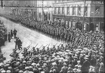 H.L.I troops march by Lauders in Sauchiehall Street